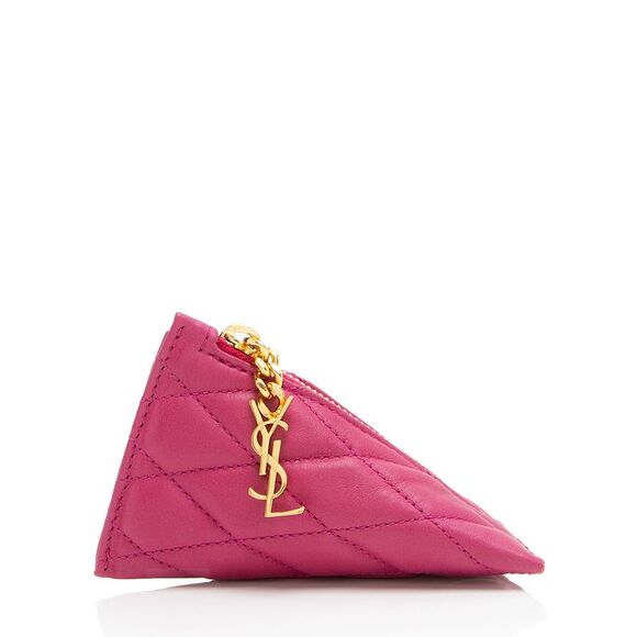 Saint Laurent Accessories - Saint Laurent Quilted Lambskin Triangle Charm